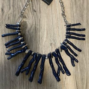 Chico’s coral necklace.  NWT navy blue.